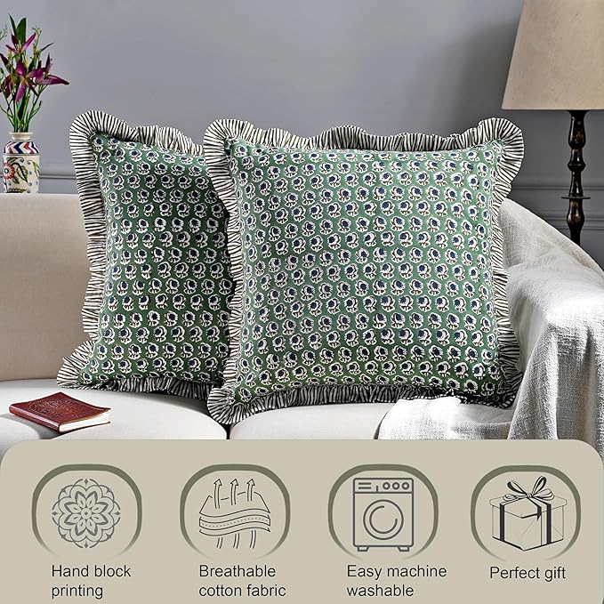 Ridhi Modern Farmhouse Pillow Covers Decorative Cotton Throw Pillow Covers Set - Image 4