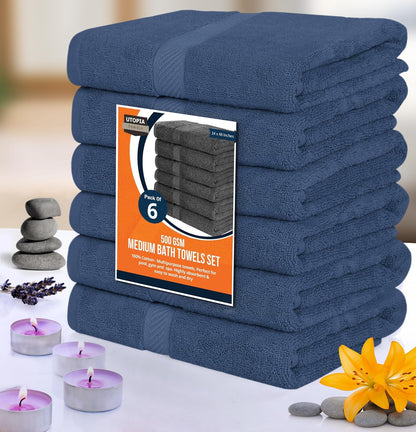 utopia towels 6 pack medium bath towels, 24x48, package contents