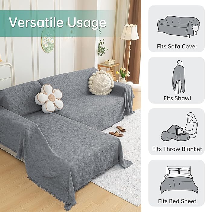 MYSKY HOME Couch Cover for Sectional Sofa, 2 Pieces Couch Covers for L Shape - Image 6