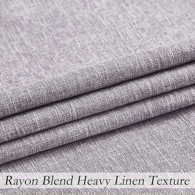 Lavender Solid Full Blackout Curtain Heavy Linen Texture Window Treatment - Image 4