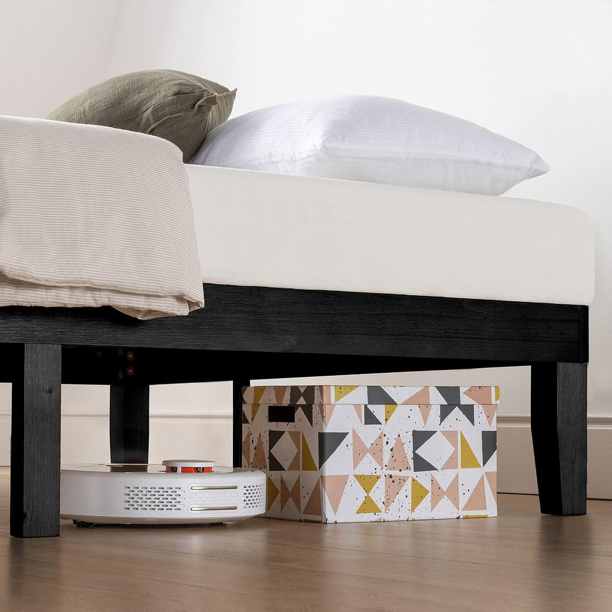 mellow naturalista classic 12 inch solid wood platform, side view