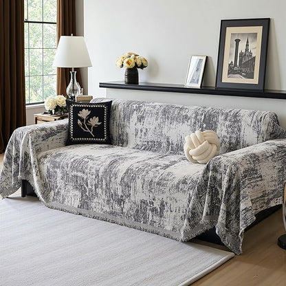MEETSKY Boho Couch Cover for 2 Cushion Couch Sofa, Chenille Sofa Cover for - Image 2
