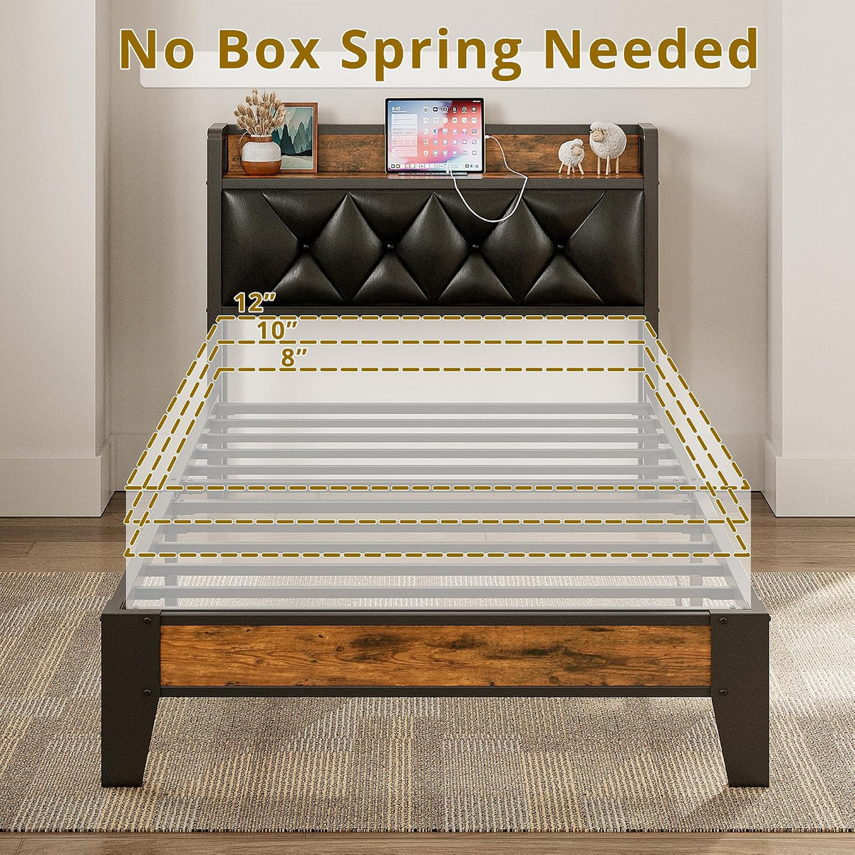 anctor twin xl bed frames, storage headboard with, package contents