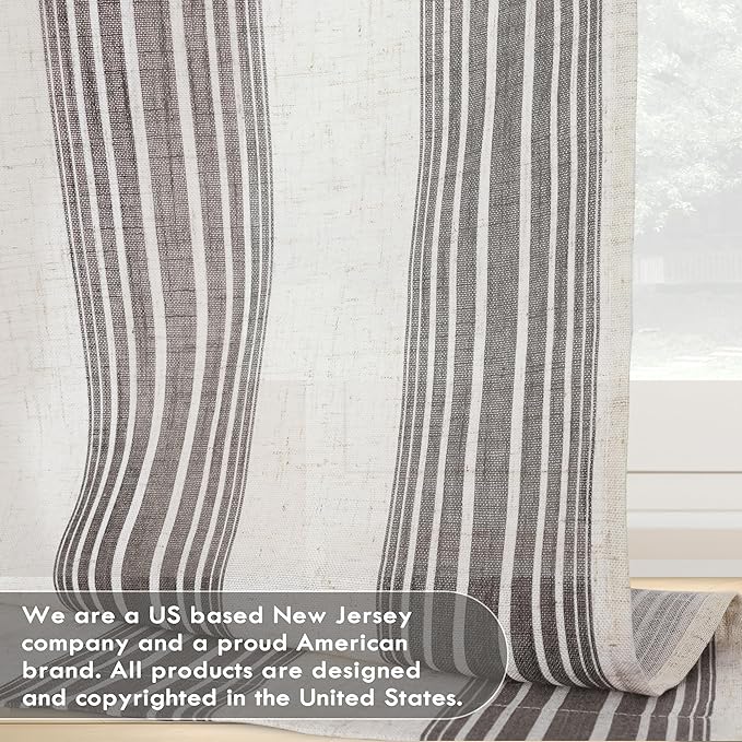 DriftAway Farmhouse Vertical Striped Linen Blend Textured Light Filtering Semi - Image 6