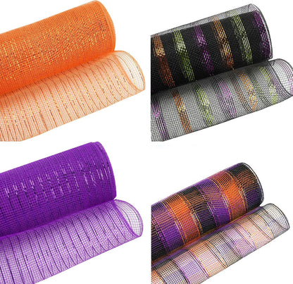 5 Rolls Halloween Deco Mesh Ribbon for Wreaths Crafts Supplies