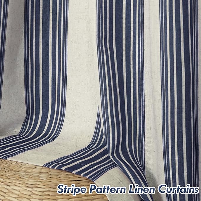 DriftAway Farmhouse Vertical Striped Linen Blend Textured Light Filtering Semi - Image 6