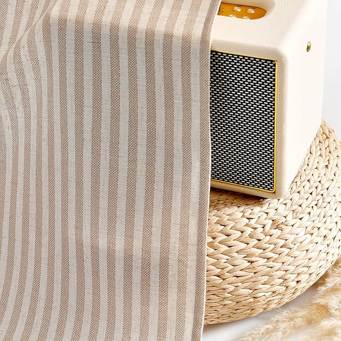 Vangao Stripe Farmhouse Kitchen Curtains 24 Inch Length Linen Cafe Curtains - Image 3