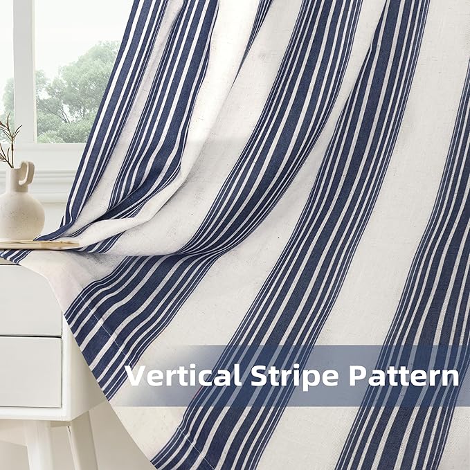DriftAway Farmhouse Vertical Striped Linen Blend Textured Light Filtering Semi - Image 5