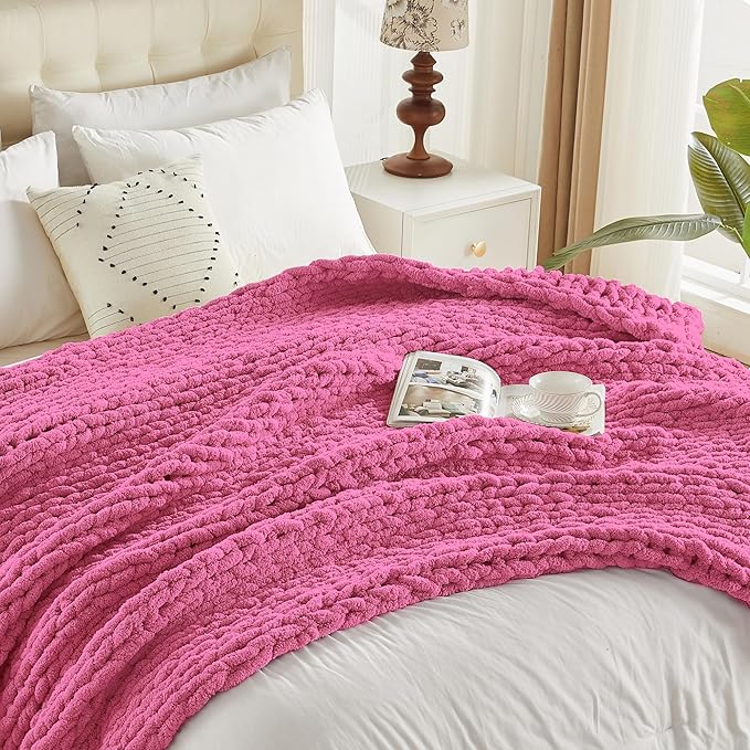 Carriediosa Chunky Knit Throw Blanket 60" X 80" Twin, 100% Hand Made Large - Image 9
