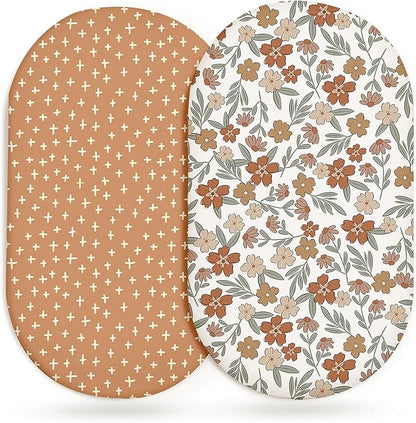 Bassinet Sheets for Baby Girls Boys 2 Pack, Fitted Baby Mattress Sheet for by Home