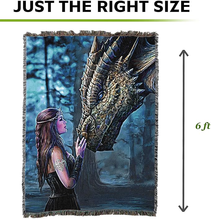 Pure Country Weavers Once Upon a Time Dragon Woven Blanket by Anne Stokes - Image 4