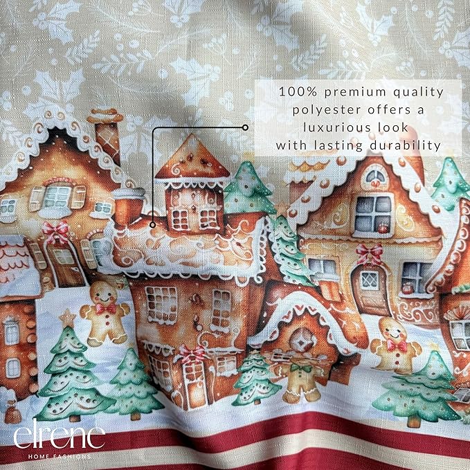 Elrene Home Fashions Gingerbread Village Bliss Christmas/Holiday Bordered - Image 3