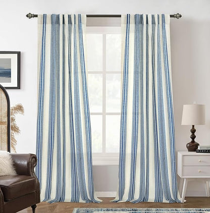 DriftAway Farmhouse Vertical Striped Linen Blend Textured Light Filtering Semi by DriftAway
