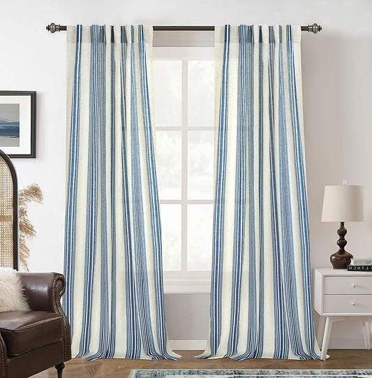DriftAway Farmhouse Vertical Striped Linen Blend Textured Light Filtering Semi by DriftAway