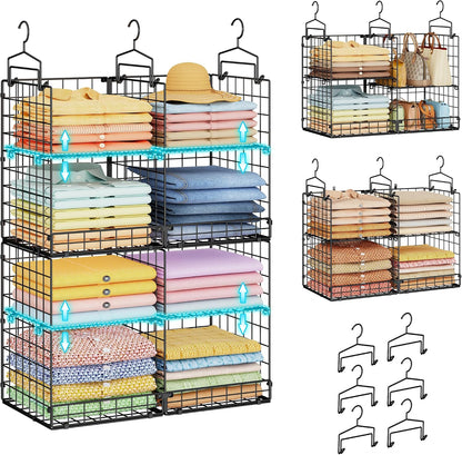 hanging closet organizer with diy spacing, double-row closet, main product view