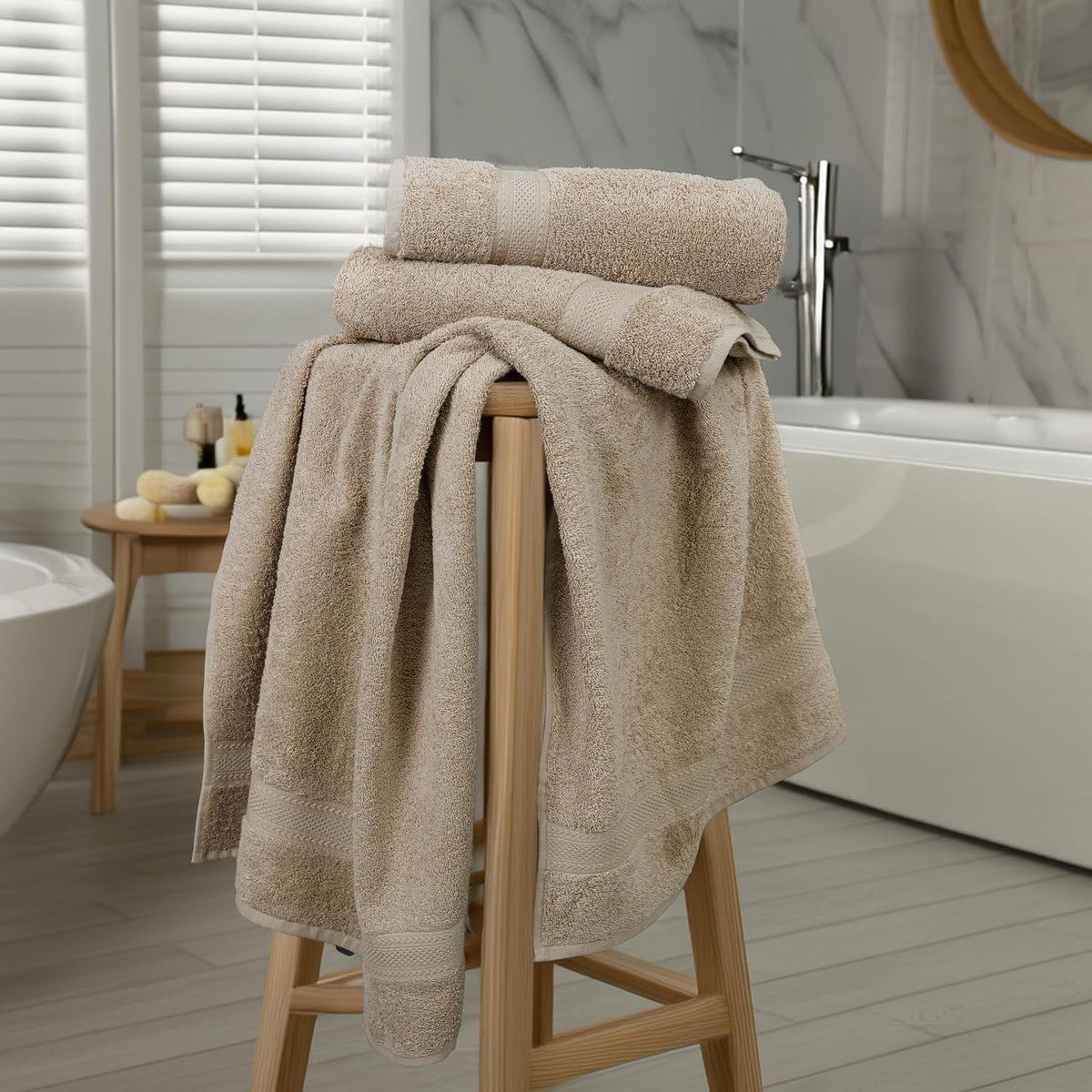 texcraft large bath towels set of 6 –, side view