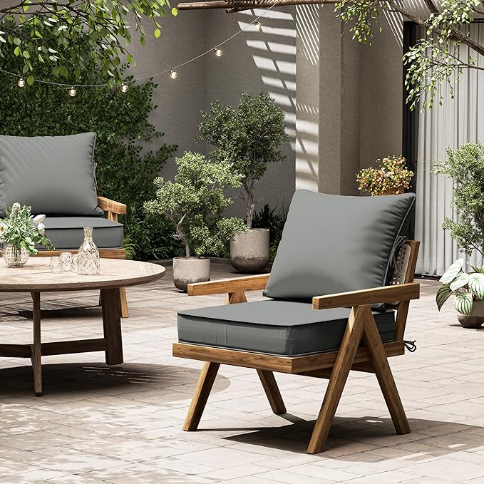 Outdoor Seat Cushion Set 19 L × 19 W × 4 H Inch Waterproof & Fade Resistant - Image 7