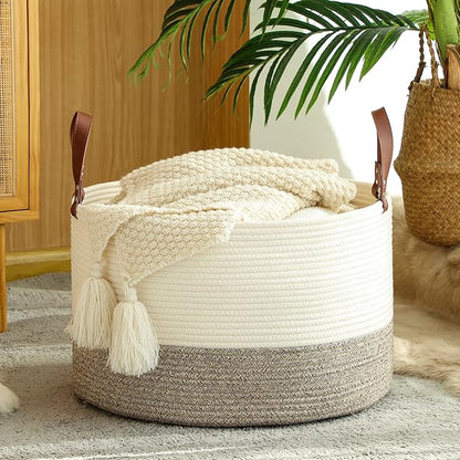 KAKAMAY Large Blanket Basket, Woven Baskets - Image 2