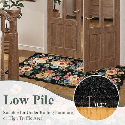 DUKINO 2x5 Washable Runner Rugs, Non Slip Floral Print Entryway Rug - Image 8