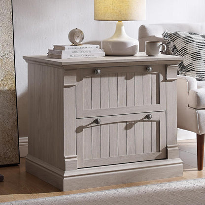 t4tream 30" farmhouse nightstand with charging station, white showing dimensions