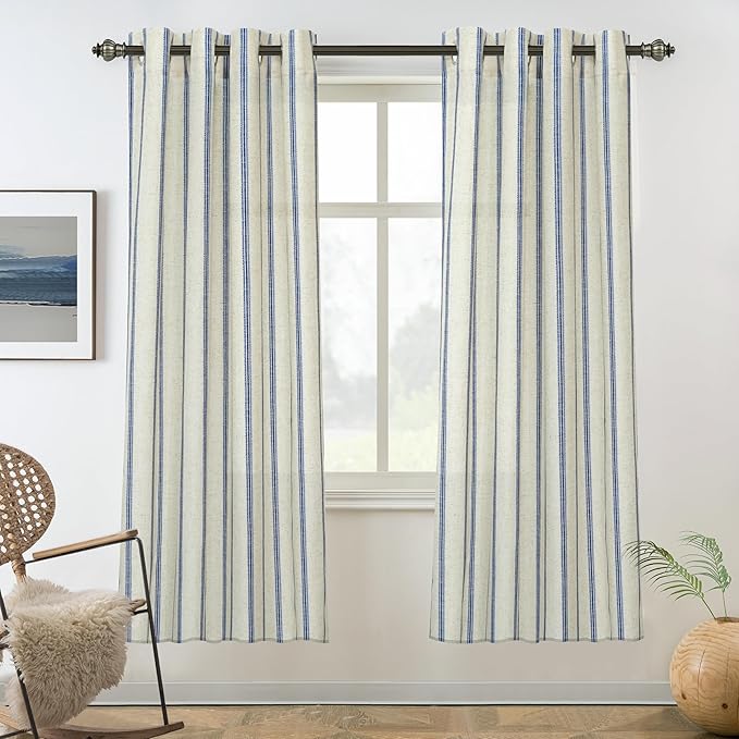 DriftAway Farmhouse Vertical Striped Linen Blend Textured Light Filtering Semi by DriftAway