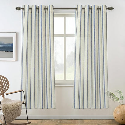 DriftAway Farmhouse Vertical Striped Linen Blend Textured Light Filtering Semi by DriftAway