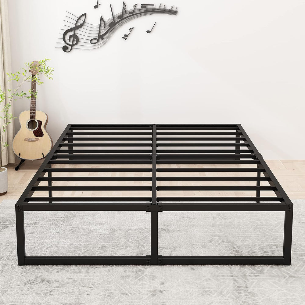 Lutown-Teen 16 Inch King Size Bed Frame with Heavy Duty Steel Slat Support
