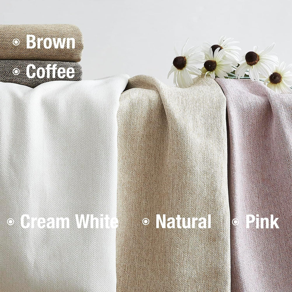 True Blackout Natural Linen Curtains for Bedroom Living Room 40x95" 2 Beige