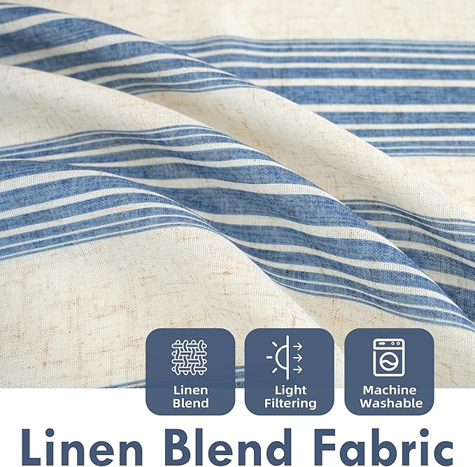 DriftAway Farmhouse Vertical Striped Linen Blend Textured Light Filtering Semi - Image 2