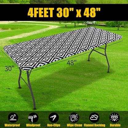 Smiry Rectangle Picnic Table Cloth, Waterproof Elastic Fitted Outdoor - Image 7