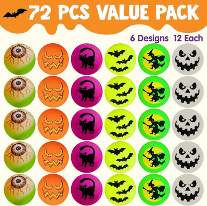 JOYIN 72 PCS Halloween Bouncy Balls, Glow in The Dark Bouncing Balls Eyeballs for Halloween Party favors Decorations, Halloween goodie bag fillers, Trick or Treating School Classroom Game Prizes