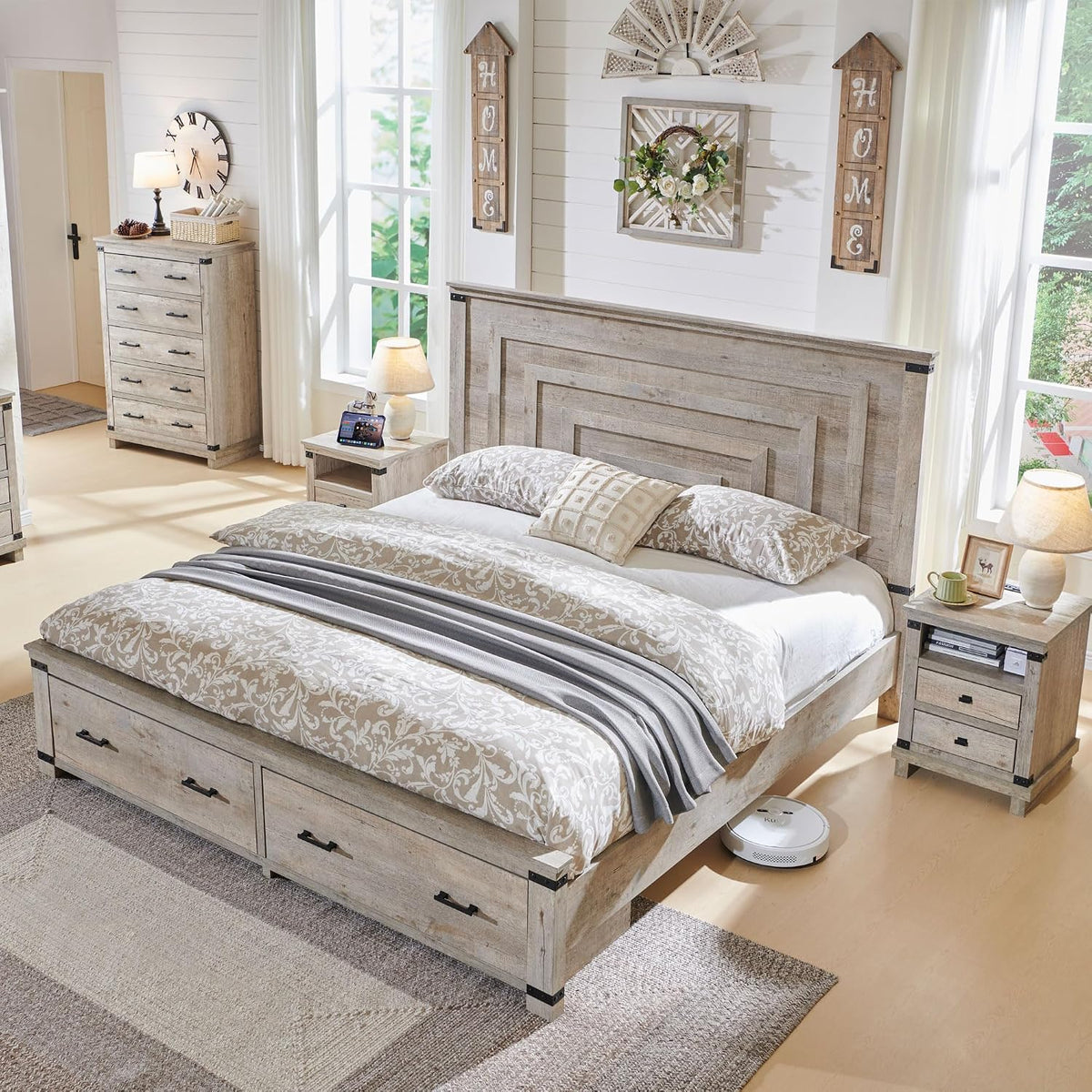 t4tream 54" tall farmhouse queen size bed frame, main product view