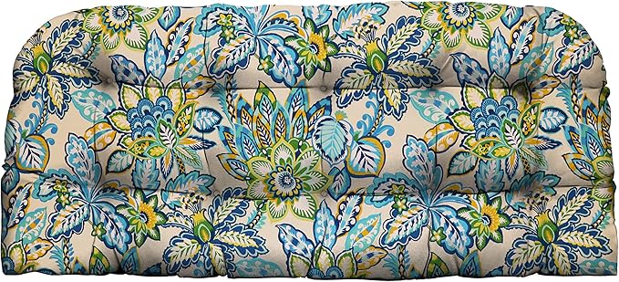 RSH DECOR: Tufted Wicker Loveseat Cushion | 41” x 19" | All-Weather Spun Fabric by RSHDECOR