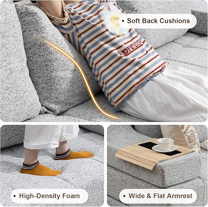 MEISSALIVVE 110.6" Convertible Sofa Bed, 2-in-1 Modular Oversized Boneless Couch - Image 6