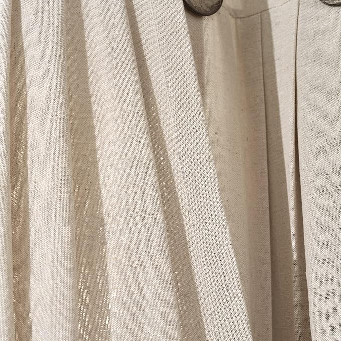 Lush Decor Linen Button Window Curtain Panel, Dark Linen- Country Curtains - Image 5