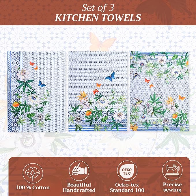 Maison d' Hermine Kitchen Towels Set of 3 100% Cotton 27.50" x 20" Reusable - Image 2