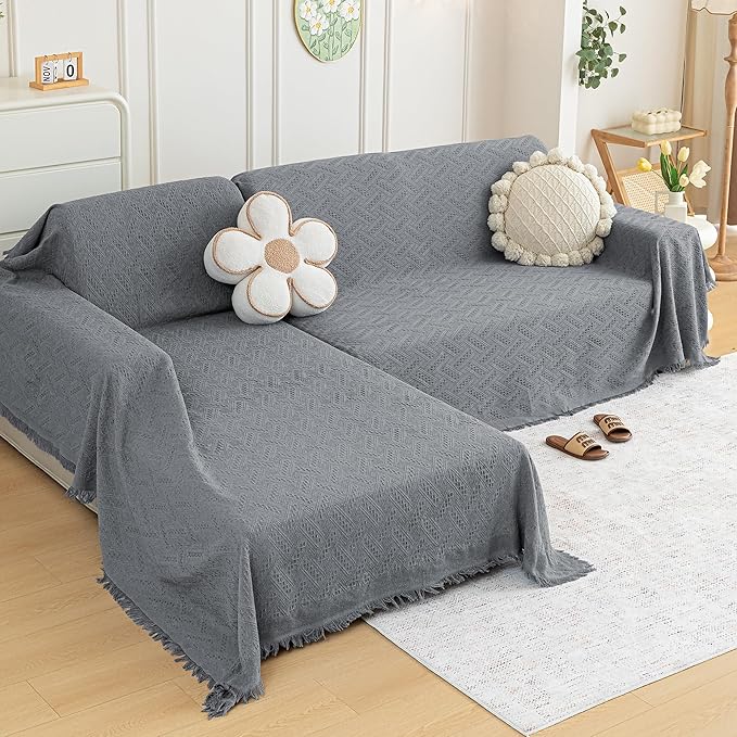 MYSKY HOME Couch Cover for Sectional Sofa, 2 Pieces Couch Covers for L Shape by MYSKYHOME