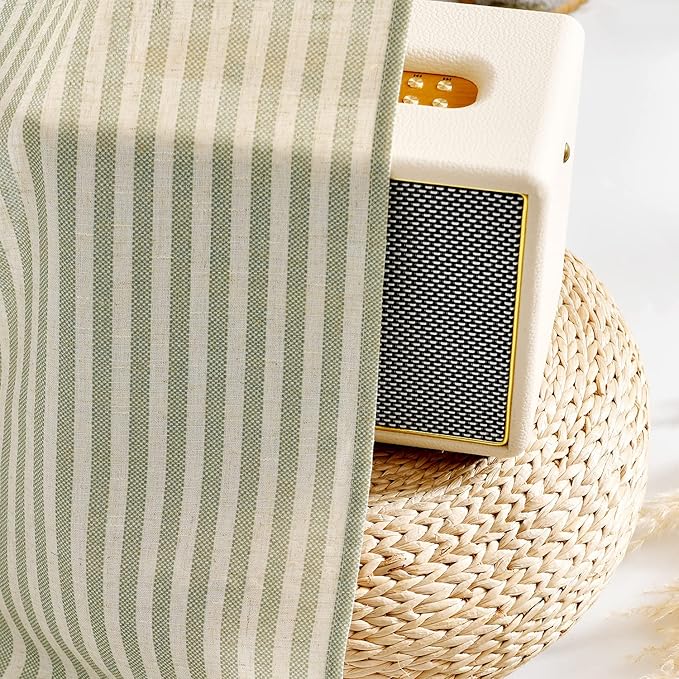 Vangao Stripe Farmhouse Kitchen Curtains 36 Inch Length Linen Cafe Curtains - Image 3