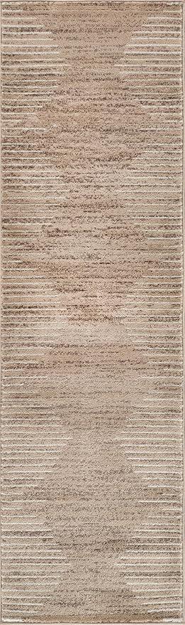 Rugshop Bohemian Stripe Stain Resistant High Traffic Living Room Kitchen - Image 2