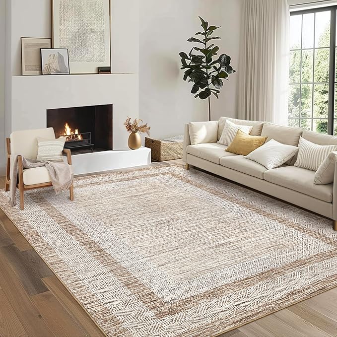 GarveeHome Modern Geometric Area Rug 5x7 Distressed Bordered Rug Washable Non by GarveeHome