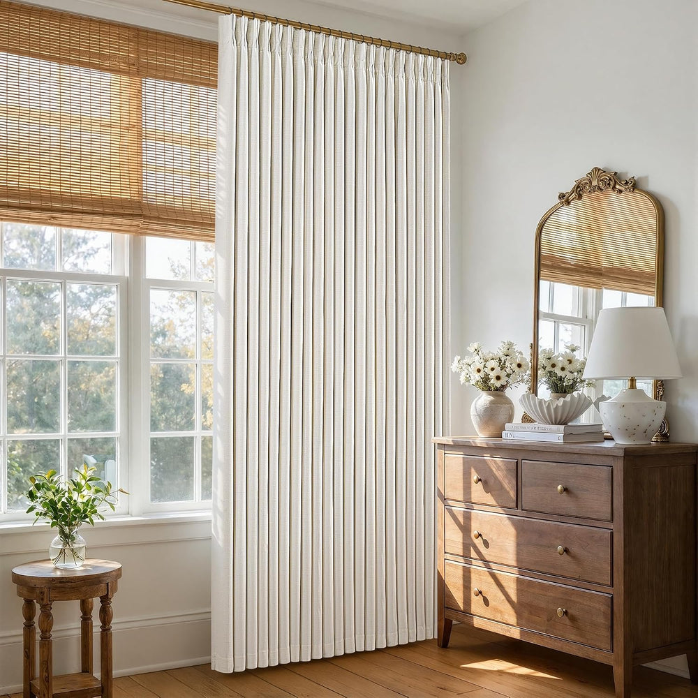 Natural Extra Wide 70 Inch Width 100% Blackout Curtains 84 Inches Long