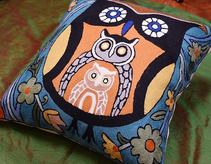 Nestling Owl Pillow Cover | Colorful Owls Pillows | Modern Owl Cushion | Owl - Image 8