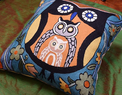 Nestling Owl Pillow Cover | Colorful Owls Pillows | Modern Owl Cushion | Owl - Image 8