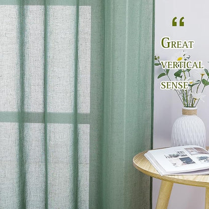 NICETOWN Linen Blend Flax Semi Sheer Window Curtains, Grommet Vertical Drapes - Image 5