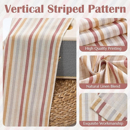jinchan Colorful Striped Linen Valance Curtains Christmas Decorations - Image 9