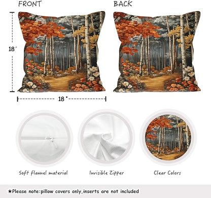Rustic William Morris Inspired Autumn Forest Decor Throw Pillow Covers 18x18 - Image 2