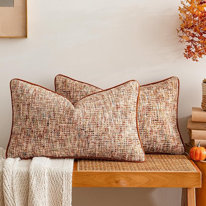a moment Fall Rust Orange Reversible Pillow Covers 2 Pack by amoment