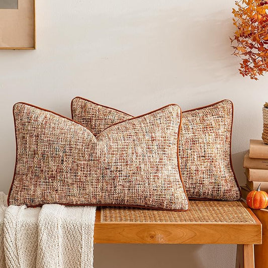 a moment Fall Rust Orange Reversible Pillow Covers 2 Pack by amoment