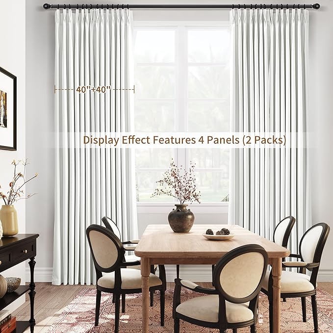 Joywell Pinch Pleated 100% Blackout White Curtains 120 Inches Long Energy - Image 7