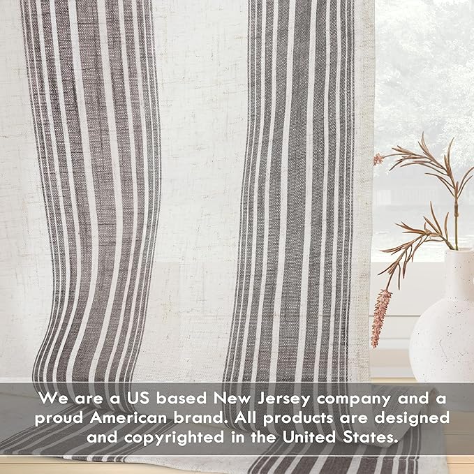 DriftAway Farmhouse Vertical Striped Linen Blend Textured Light Filtering Semi - Image 6